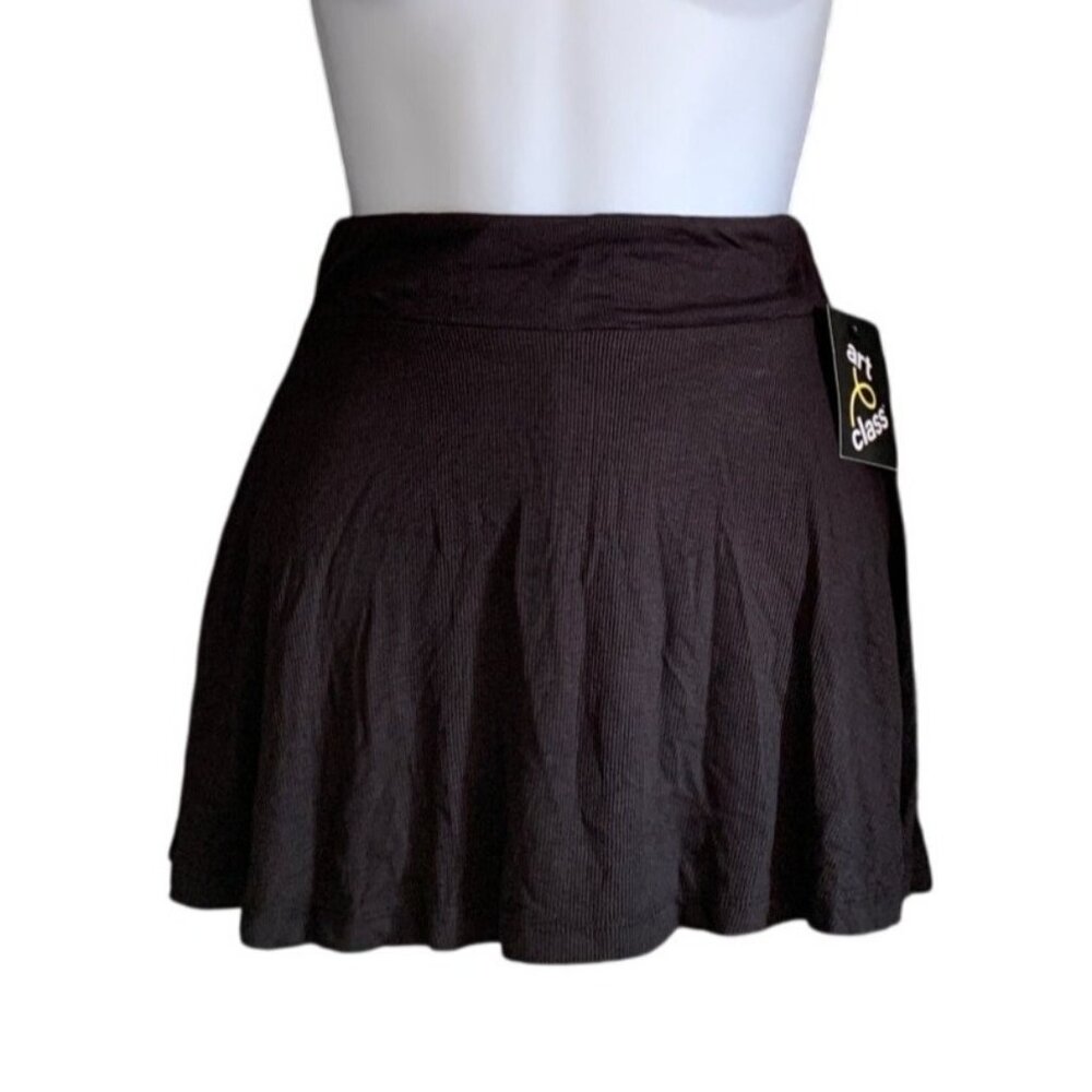 Art Class Junior Black Stretchy Skater Skirt Skort w/ Built-In Short Size Small - Picture 2 of 12